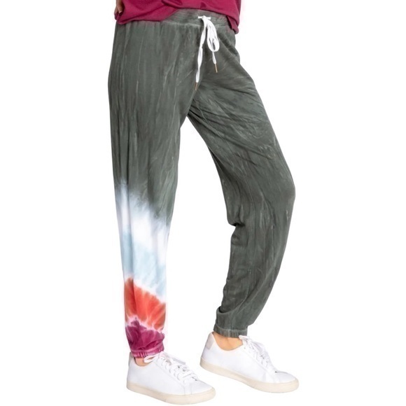 P.J. Salvage Size S Hunter Green Tie Dye Leg Mountain Bound Banded Knit Joggers - Picture 1 of 10